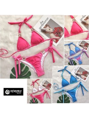 Costume Bagno 2 Pezzi Bikini Brasiliano Mare Donna Arricciato Swimsuit 550177